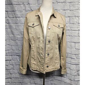 NWT CROFT & BARROW GOBI BEIGE CLASSIC STRETCH JACKET BUTTON FRONT POCKETS BASIC